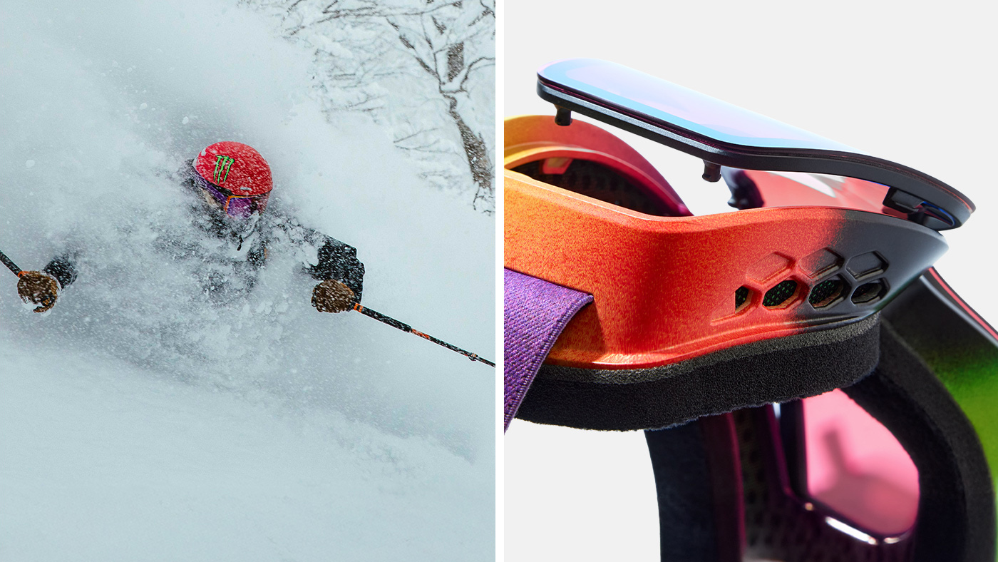 two images one with a skier and the other with the method lens change system